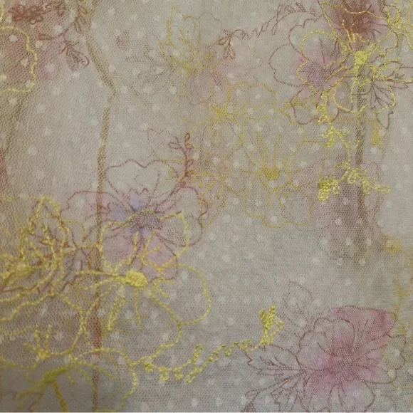 Free People Intimately Postcard From Paris Long Sleeve Top M Yellow Floral Lace - Picture 11 of 13